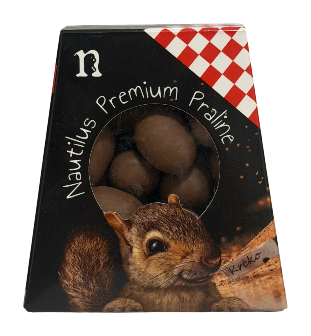 Nautilus milk chocolate covered hazelnuts packaging